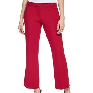 Calvin Klein Modern Fit Tapered Leg High Rise Pants Petite Cranberry Women 2P